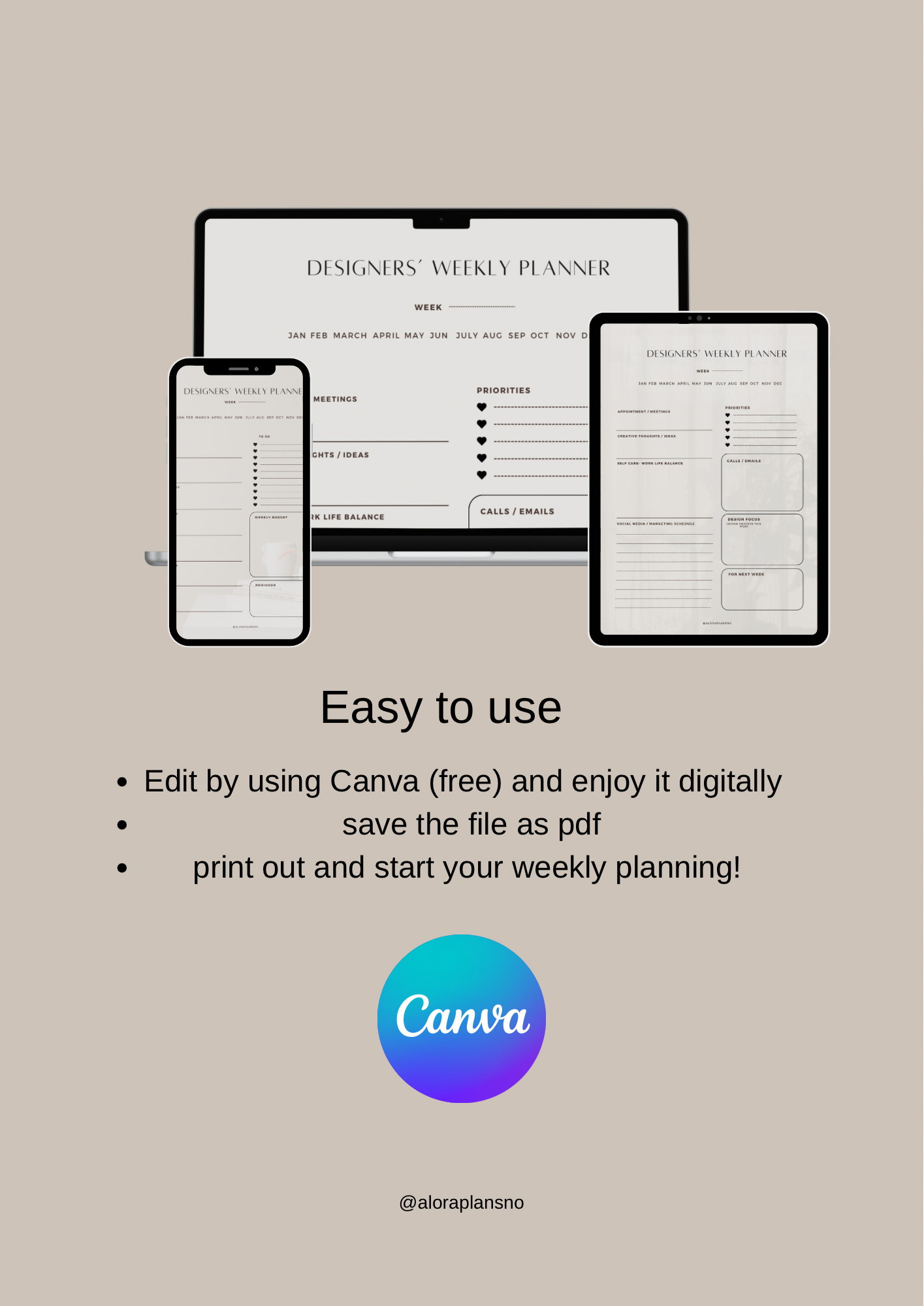 Designers weekly planner