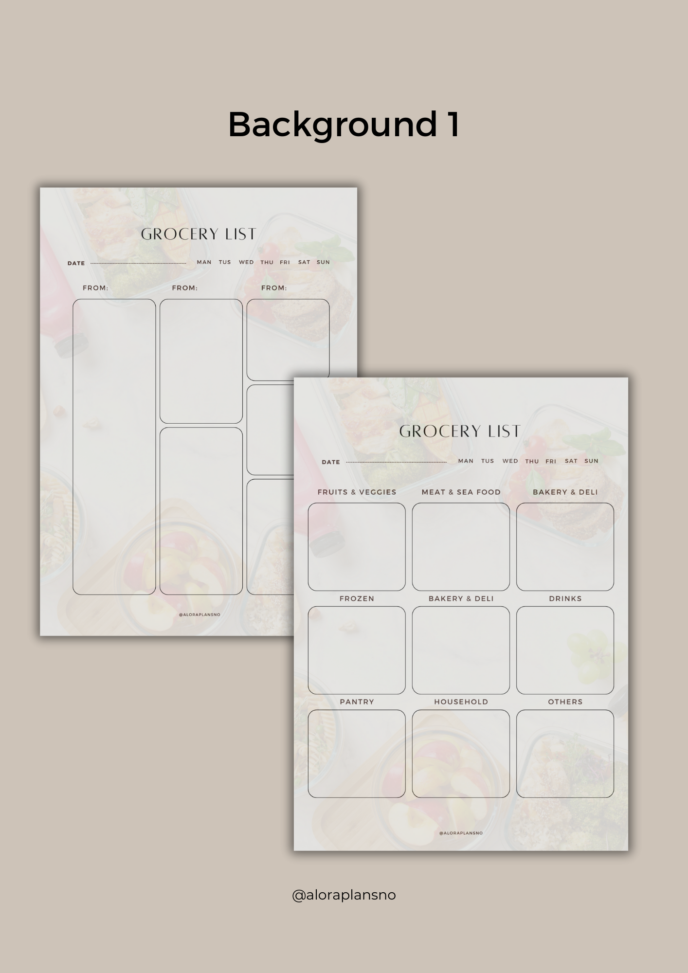 Grocery list template 2 versions