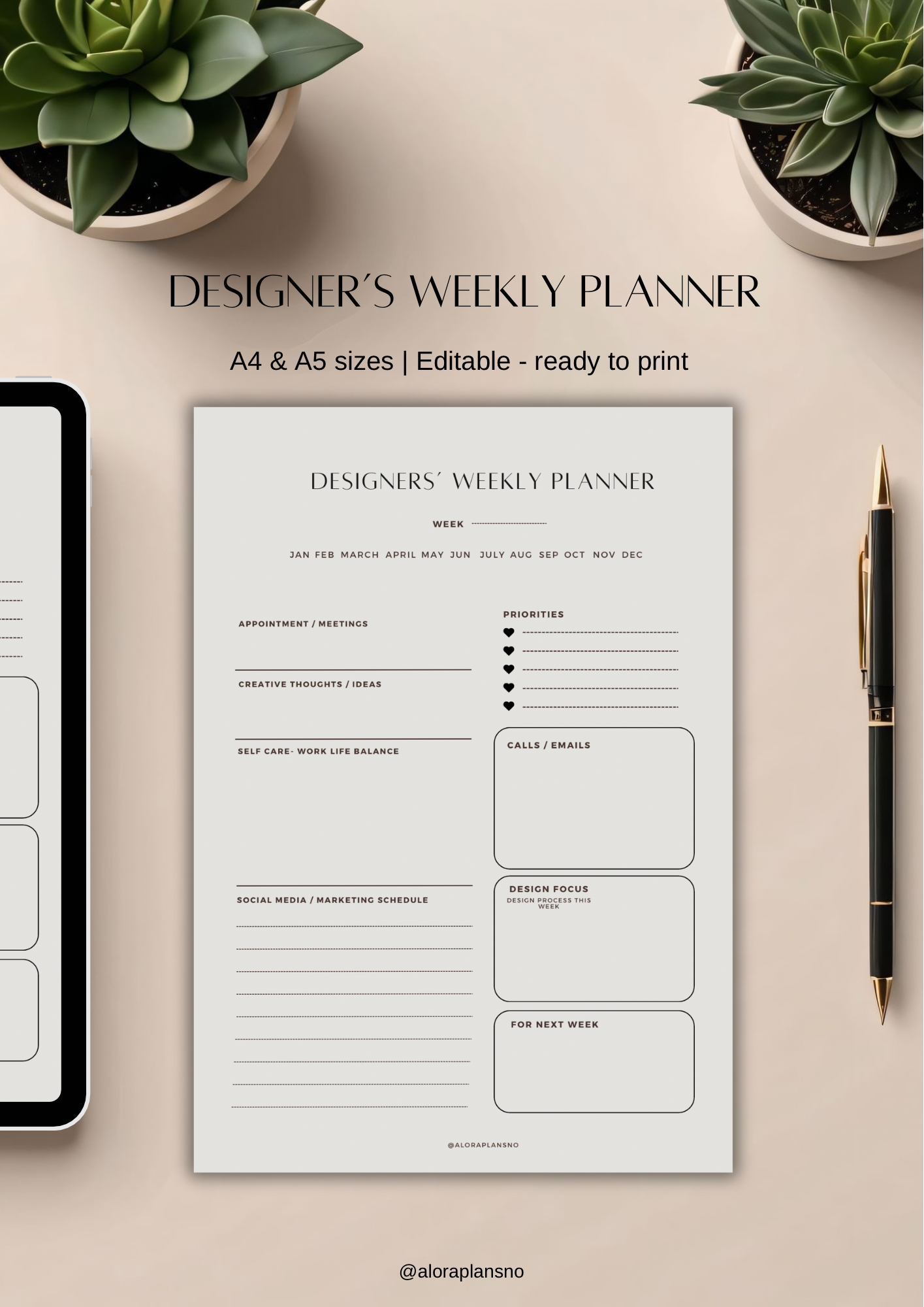Designers weekly planner