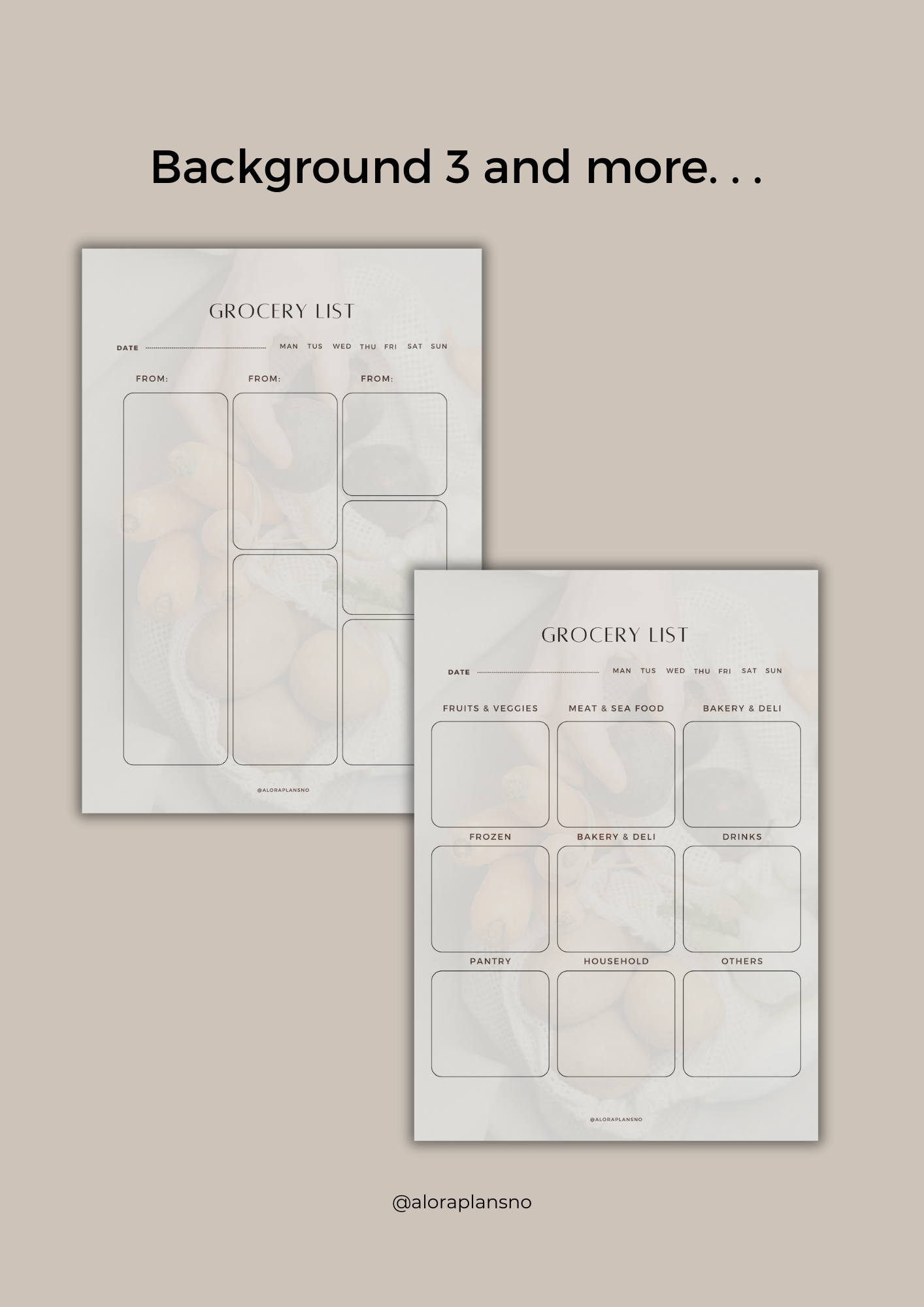 Grocery list template 2 versions
