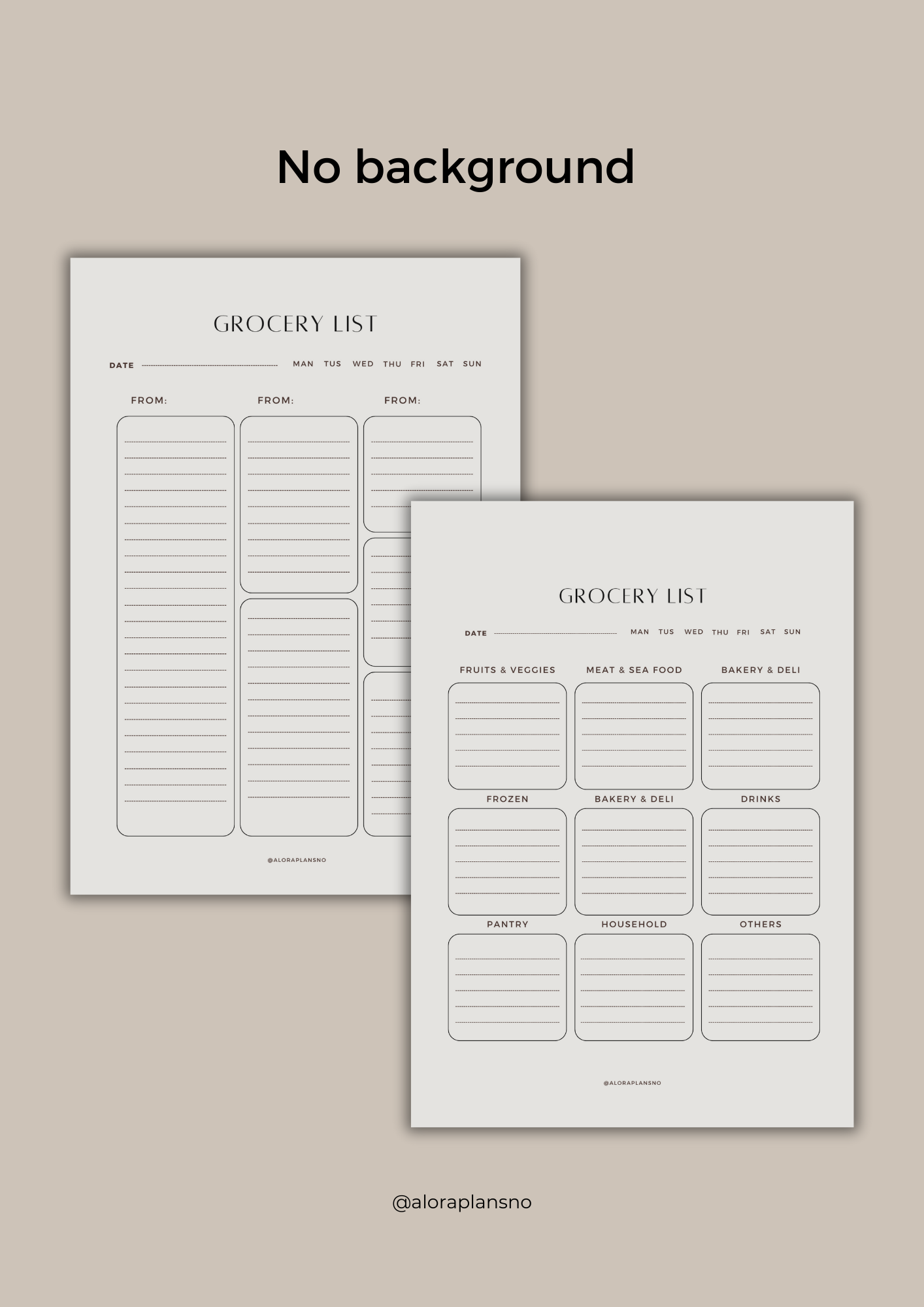 Grocery list lined version | printable template