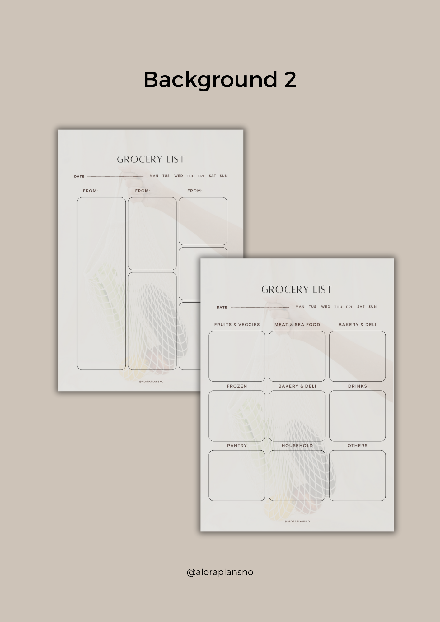 Grocery list template 2 versions