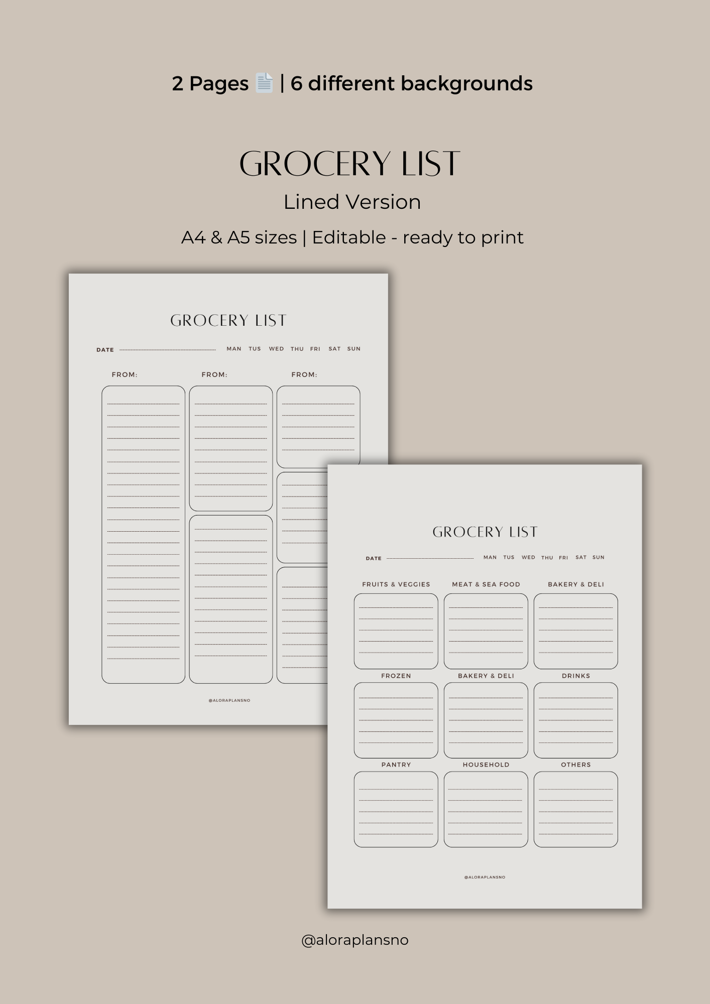 Grocery list lined version | printable template