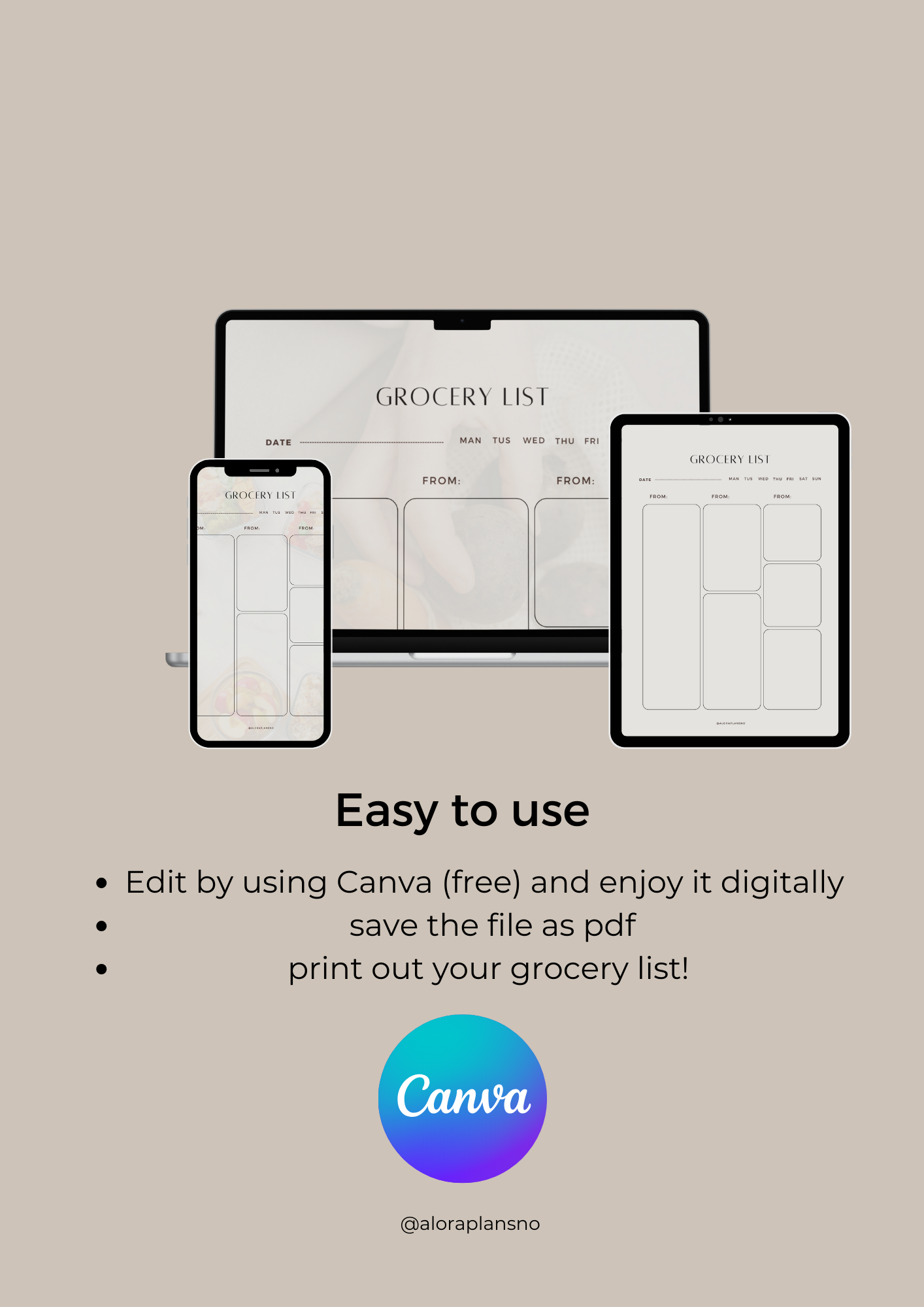 Grocery list template 2 versions