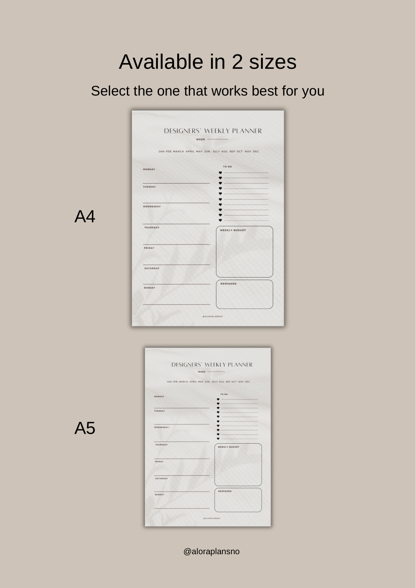 Designers weekly planner