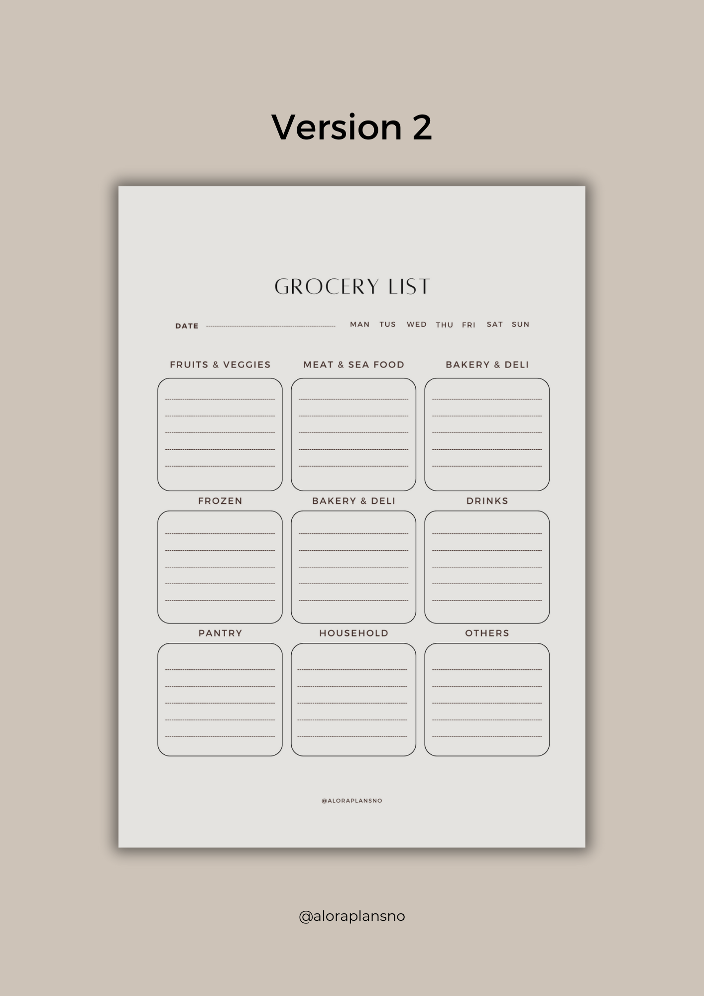 Grocery list lined version | printable template