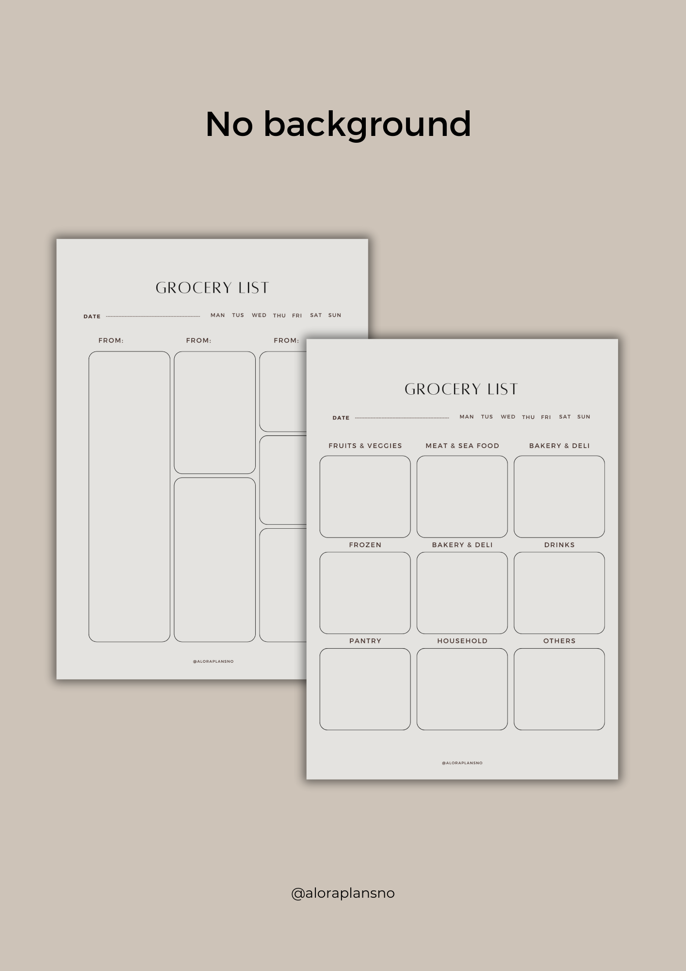 Grocery list template 2 versions