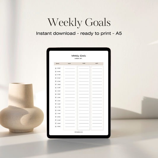 Weekly goals log
