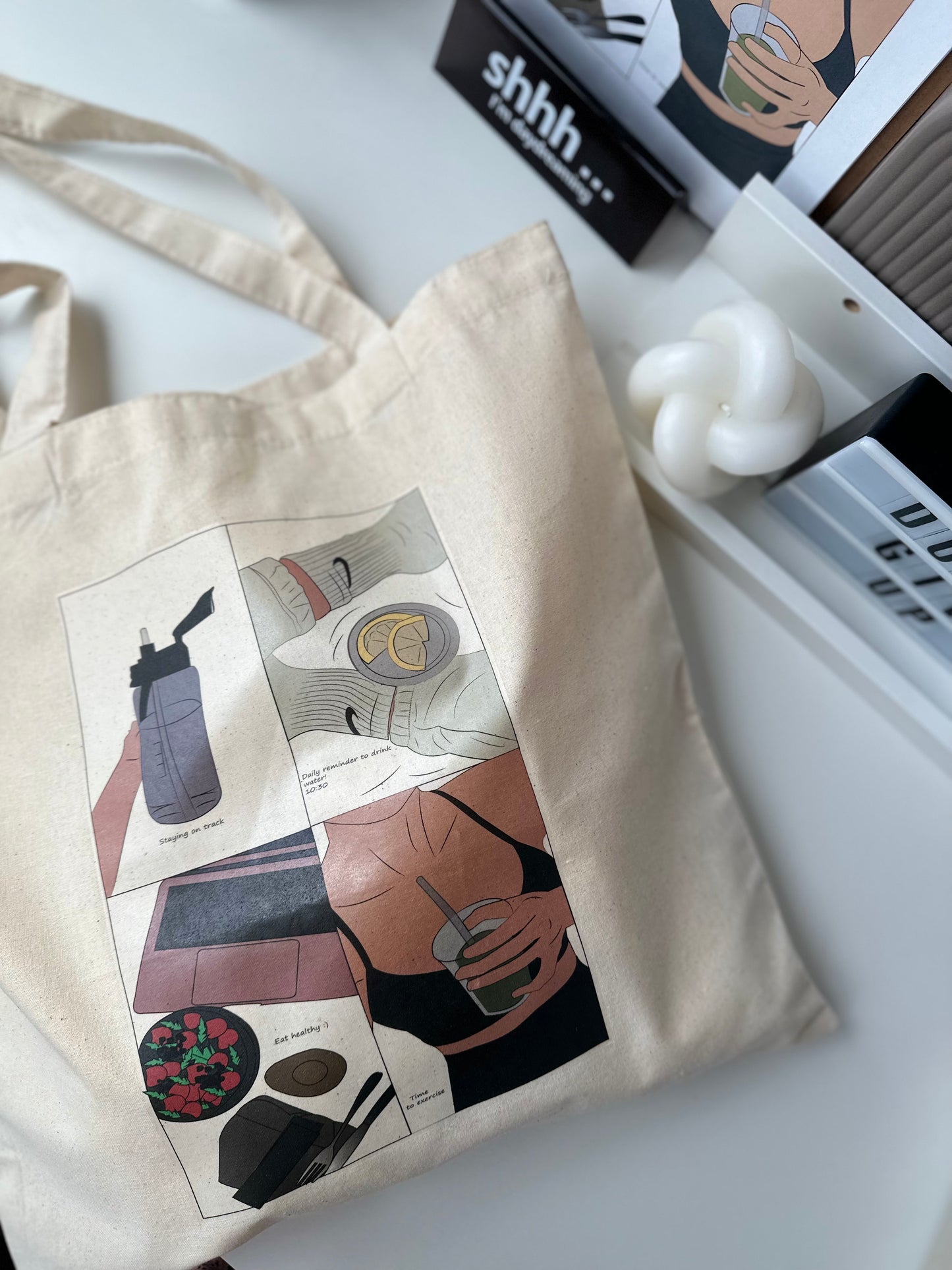 Healthy routine tote bag
